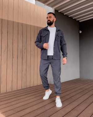 МУЖСКОЙ КОСТЮМ ДВОЙКА В РАЗМЕР ТКАНЬ СПАНДЕКС ЗАМШ