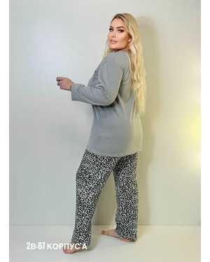 ПИЖАМА С НАЧЁСОМ В РАЗМЕР ТКАНЬ ХЛОПОК