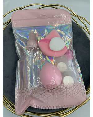 Набор 9/1 Спонж, сухая салфетка, щетка для ресниц, Спонж пальчик и пустая бутылка