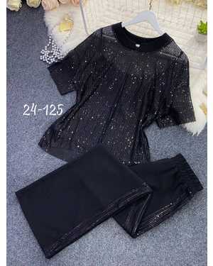 ЖЕНСКИЙ КОСТЮМ ТРОЙКА ТКАНЬ КРЕП + ПАЙЕТКА