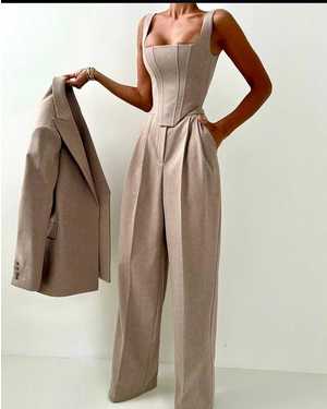 ЖЕНСКИЙ КОСТЮМ ТРОЙКА В РАЗМЕР ТКАНЬ КАШЕМИР ЕЛКА