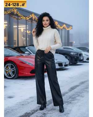 ШТАНЫ ТКАНЬ ЭКО-КОЖА С НАЧЕСОМ