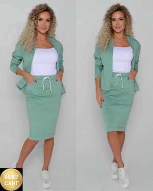 ЖЕНСКИЙ КОСТЮМ ДВОЙКА ТКАНЬ ТРИКОТАЖ