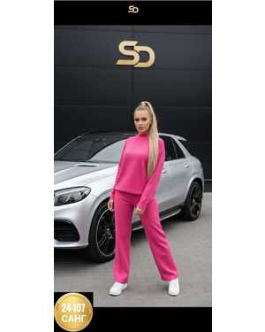 ЖЕНСКИЙ КОСТЮМ ДВОЙКА ТКАНЬ ВЯЗАНЫЙ КАШЕМИР