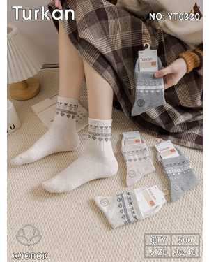 Женские носки Состав:Хлопок 90% Полиамид 8% Лайкра 2% Размер:36-41 Цена за упаковку: 10пар