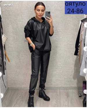 ЖЕНСКИЙ КОСТЮМ ТКАНЬ ЭКОКОЖА