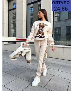 ЖЕНСКИЙ КОСТЮМ В РАЗМЕР ТКАНЬ МЕХ, КЛЕТКА, ФЛИС