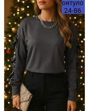БЛУЗКА ТКАНЬ ТРИКОТАЖ С ПОЕТКАМИ
