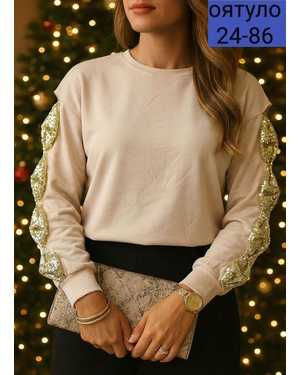 БЛУЗКА ТКАНЬ ТРИКОТАЖ С ПОЕТКАМИ