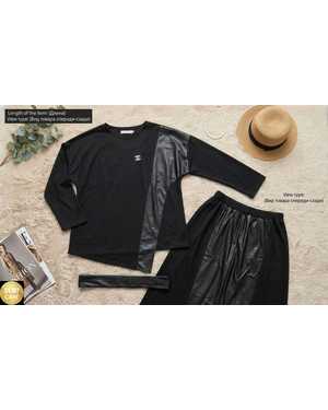 КОСТЮМ 1 ПАР СОСТАВ: ТРИКОТАЖ С КОЖАНОЙ ВСТАВКОЙ РАЗМЕР: 54-56-58-60-62-64