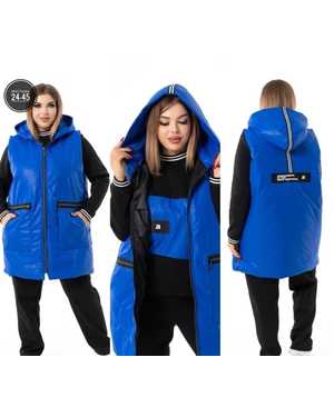 ЖЕНСКИЙ КОСТЮМ ТРОЙКА ТКАНЬ ТКАНЬ НА ФЛИСЬ ЖИЛЕТКА ПЛОШЕВКА ВНУТРИ СИНТЕПОН