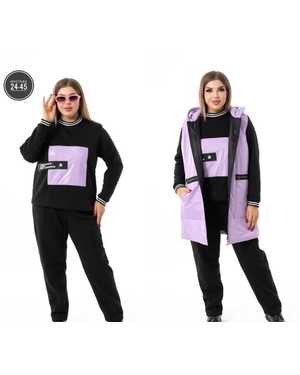 ЖЕНСКИЙ КОСТЮМ ТРОЙКА ТКАНЬ ТКАНЬ НА ФЛИСЬ ЖИЛЕТКА ПЛОШЕВКА ВНУТРИ СИНТЕПОН