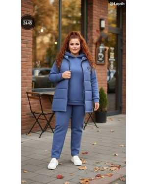 ЖЕНСКИЙ КОСТЮМ ТРОЙКА В РАЗМЕР ТКАНЬ ФЛИС С НАСОСАМ