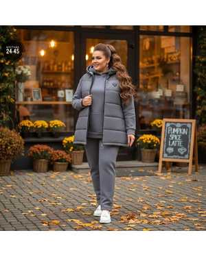 ЖЕНСКИЙ КОСТЮМ ТРОЙКА В РАЗМЕР ТКАНЬ ФЛИС С НАСОСАМ