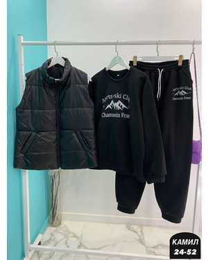 ЖЕНСКИЙ КОСТЮМ ТРОЙКА ТКАНЬ ФЛИС С НАЧЁСОМ, ЖЕЛЕТКА СИНТЕПОН