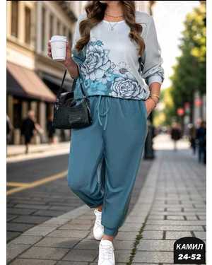 ЖЕНСКИЙ КОСТЮМ ДВОЙКА ТКАНЬ ТРИКОТАЖ