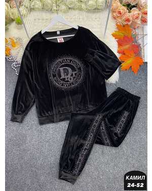 ЖЕНСКИЙ КОСТЮМ ТКАНЬ ВЕЛЮР С СТРАЗЫ