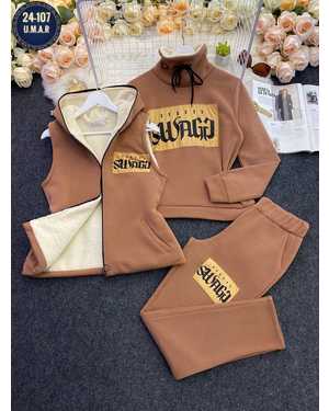 ЖЕНСКИЙ КОСТЮМ ТРОЙКА В РАЗМЕР ТКАНЬ ФЛИС + МЕХ