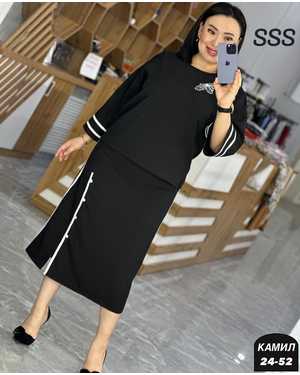 ЖЕНСКИЙ КОСТЮМ ДВОЙКА ТКАНЬ ТРИКОТАЖ ПЛОТНЫЙ