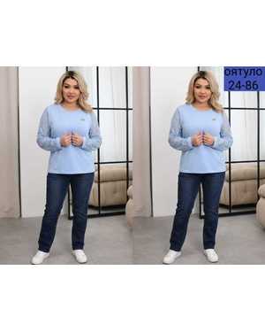 БЛУЗКА ТКАНЬ ТРИКОТАЖ Х/Б