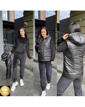 ЖЕНСКИЙ КОСТЮМ ТРОЙКА ТКАНЬ ВЕЛЮР