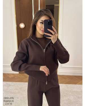 ЖЕНСКИЙ КОСТЮМ ДВОЙКА ТКАНЬ ВЯЗАНЫЙ