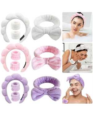 Набор для косметических процедур В наборе четыре предмета. Ободок, повязка и нарукавники Цвета в ассортименте без выбора.
