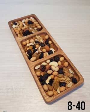 Менажница деревянная прямоугольная на 3 секции. 29см