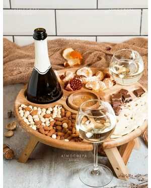 Деревянные менажницы на ножках / Винные Столики / Размер 35см