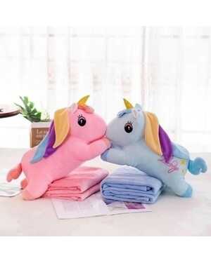 Мягкая игрушка-подушка Единорог с пледом (одеялом) внутри 3 в 1, 60 см