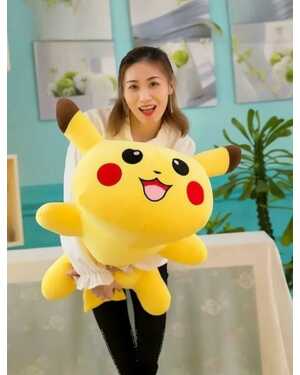 Пикчу с пледом игрушка подушка 3 в 1 желтая (плед 105*180)