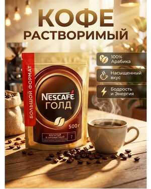 Растворимый сублимированный Нескафе Голд Оригинальный 500 гр