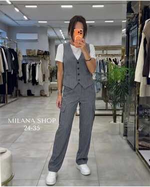 Женский костюм двойка Ткань: Плотный Х/Б (жилетка с подкладкой)