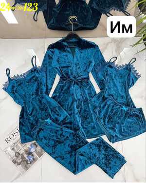 ЖЕНСКАЯ ПИЖАМА 5В1 ТКАНЬ ВЕЛЮР