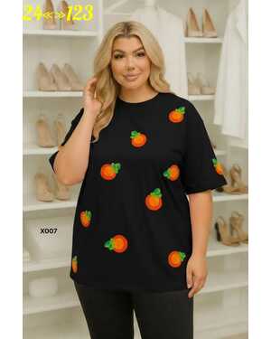 Женская футболка Ткань: Х/Б (Оверсайз) Размеры: 48-58 единый