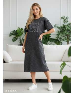 Женская Туника Состав 100% COTTON, ОГ 110см Тянется, Длина 98см Раз: 50/54 (ЕДИНЫЙ)