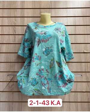 Женская Футболка, хлопок Состав 95% COTTON,5% POLYESTER, ОГ 116см Длина 70см Раз: 50/54 (ЕДИНЫЙ)