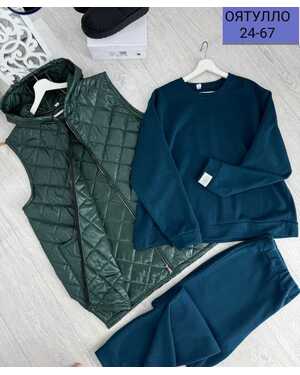 Женский теплый костюм Ткань; штаны и кофта флис; жилетка синтепон