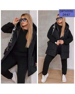 Женский теплый костюм Ткань; штаны и кофта флис; жилетка синтепон