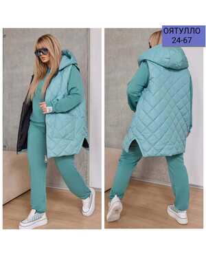 Женский теплый костюм Ткань; штаны и кофта флис; жилетка синтепон