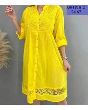 Женское платье ткань лен полиэстер