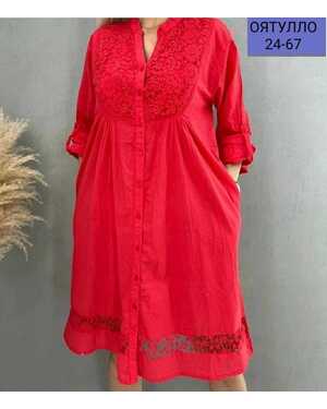 Женское платье ткань лен полиэстер