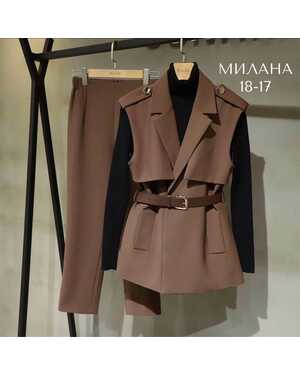 Шикарный элегантный костюмчик тройка: пиджак + брюки + кофта Ткань: Барби с подкладкой (блузка лапша)