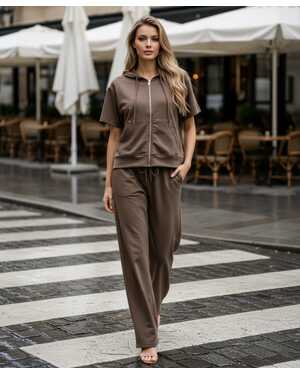 Женский Костюм двойка, хлопок Состав 95% COTTON, 5% SPANDEX Штаны Длина 100см Раз: 50/54 (ЕДИНЫЙ)