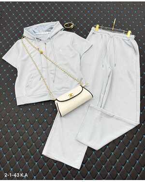 Женский Костюм двойка, хлопок Состав 95% COTTON, 5% SPANDEX Штаны Длина 100см Раз: 50/54 (ЕДИНЫЙ)