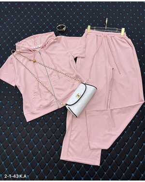 Женский Костюм двойка, хлопок Состав 95% COTTON, 5% SPANDEX Штаны Длина 100см Раз: 50/54 (ЕДИНЫЙ)