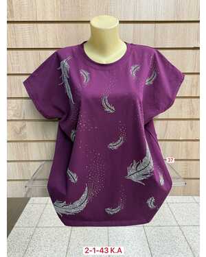 ЖЕНСКАЯ ФУТБОЛКА ТКАНЬ 95% COTTON, 5% POLYESTER РАЗМЕР ЕДИНЫЙ 54-58