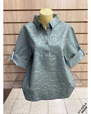 ЖЕНСКАЯ БЛУЗКА ТКАНЬ 95% COTTON, 5% SPANDEX Раз: XL(50) - 2XL(52) - 3XL(54) - 4XL(56)