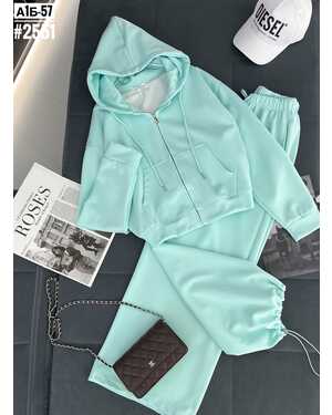 Женский Штаны+свитшот на замке Модель оверсайз Размер единый 42/50