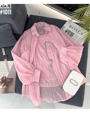 Женская оверсайз Двойка Рубашка+Майка Размер: единый 42/50